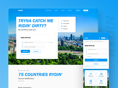 Rydin - Concept Web Landing Page concept design graphic design landing page rydin uber ui ui design web web design website concept website design