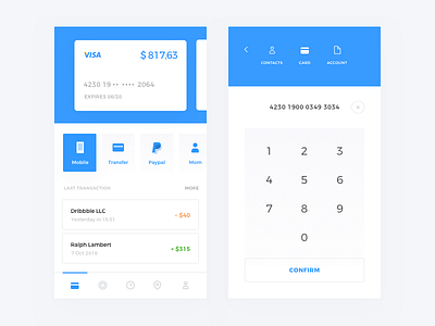 Banking app banking blue cards clear pay sberbank ui