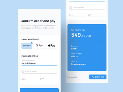 Payment checkout. Desktop+mobile. by Disoft on Dribbble