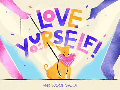 Love yourself character colors dog dribbbleweeklywarmup illustration love procreate texture valentinesday warmup