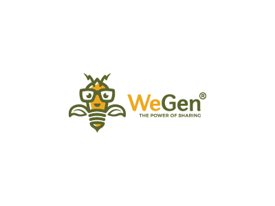 WeGen bee energy geek green leaf leaves light bulb lightning mascot power sharing