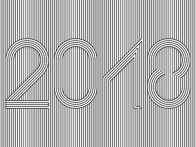 2018 2018 artwork black design lines linework new year number numbers white
