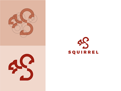 Squirrel autumn construction design lines logo red simple squirrel symbol