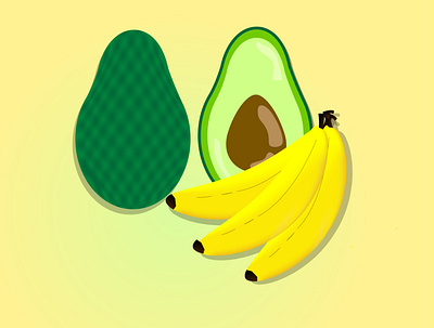 Avacado plus bananas cartoon design designer food graphicdesign illustration illustrator shiny summer tasty