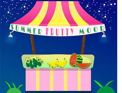 Fruits time cartoon design designer food fun graphicdesign illustration illustrator night shiny stars summer