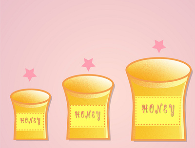 a set of honey cups bee cartoon design designer food graphicdesign honey honeybee illustration illustrator summer sweet