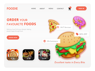 FOODIE - Food Ordering Landing Page