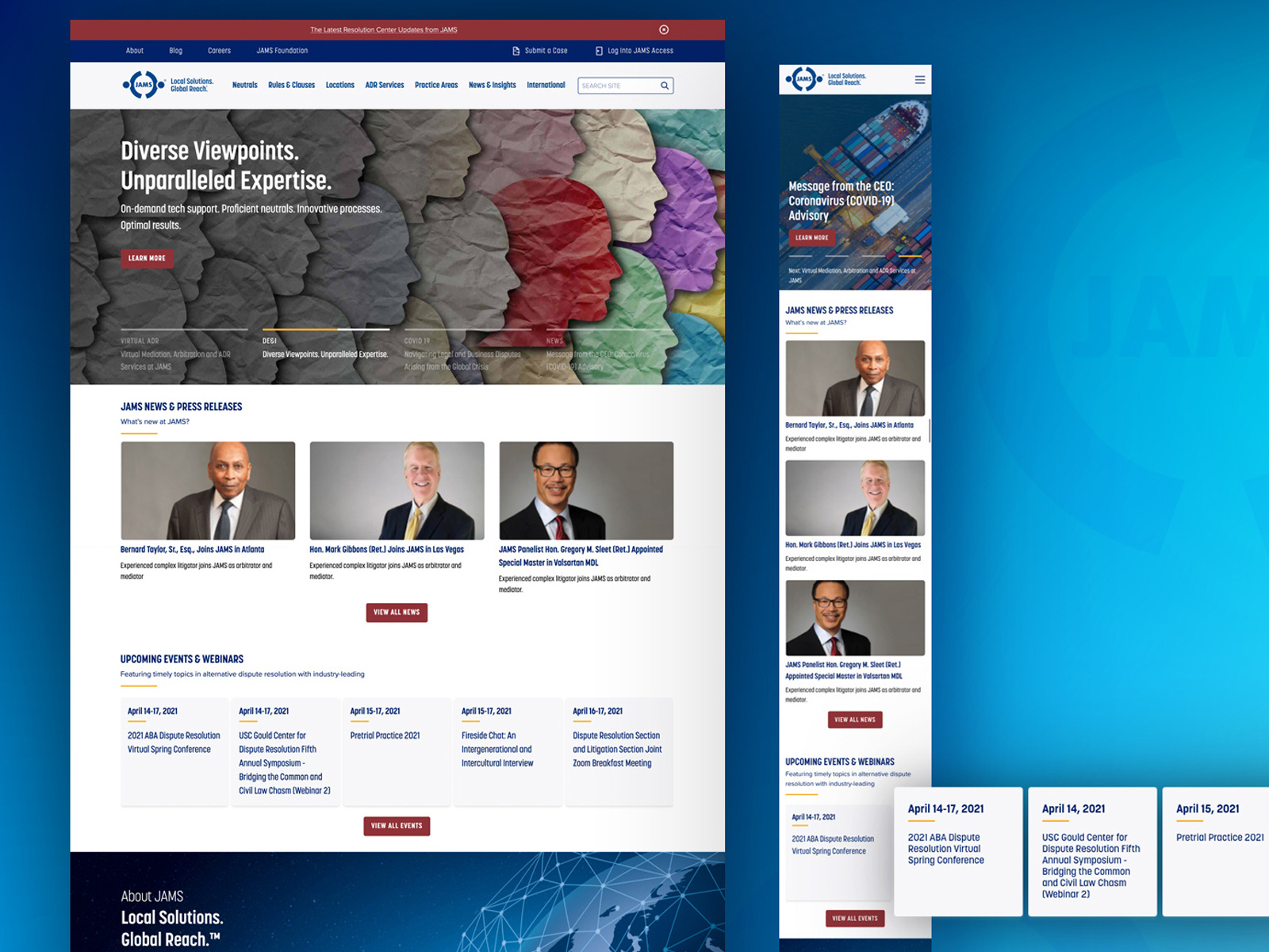 JAMS ADR Homepage by Elidh McDowall on Dribbble