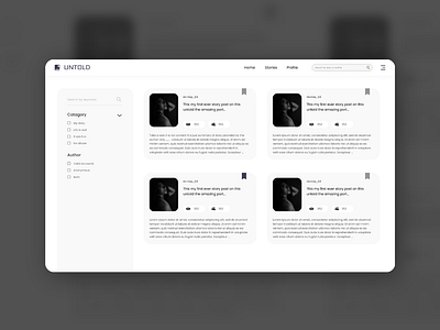 UI Of Untold ( Story list with filters )