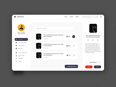 UI Of Untold ( My Profile )