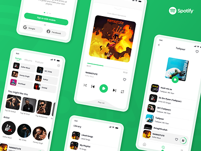Spotify app Re-Design album app home login mobile music music app music page navigation redesign song soptify