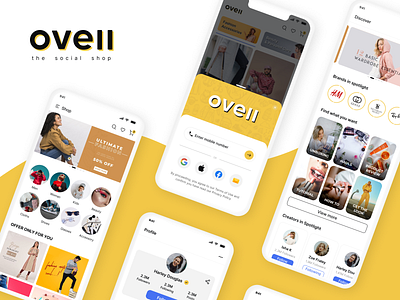 Ovell: The social shop app branding discover ecommerce explore login logo mobile profile shop social social media theme ui
