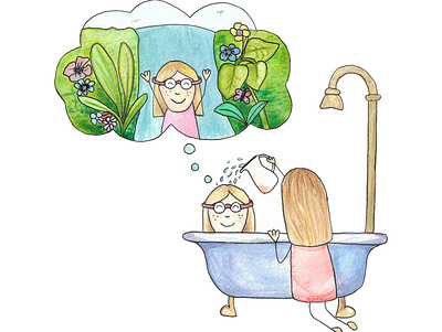 Bath Time Fun childrens book illustration watercolor watercolours