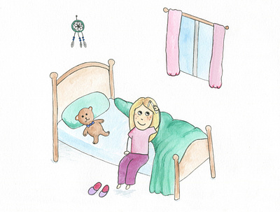Morning bedtime children childrens book childrens book illustration childrens illustration illustration teddy teddybear watercolor watercolours