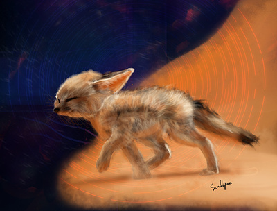 Into the darkness abstract animal clip studio paint creative digitalart fox fur illustration space wacom intuos