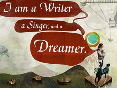 I Am A Dreamer design digital dog illustration illustrator paper photoshop throwback