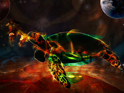 Turtle Power animal creative digital fire illustration illustrator photoshop reptile space throwback turtle