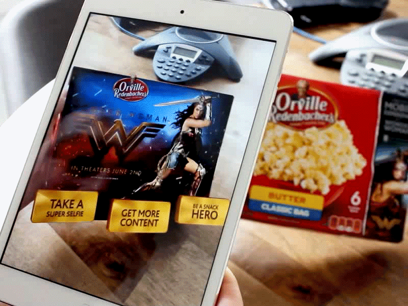 Wonder Woman 3d advertising ar augmented reality food motion movie popcorn superhero ui vr wonder woman