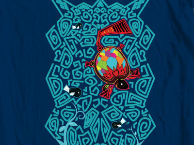 Blissful Turtle blue cute design fish fun illustrator pattern print shapes threadless turtle