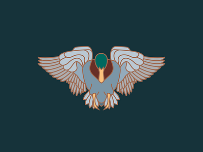 Mallard Duck in Flight duck flight icon illustration line logo vector wing