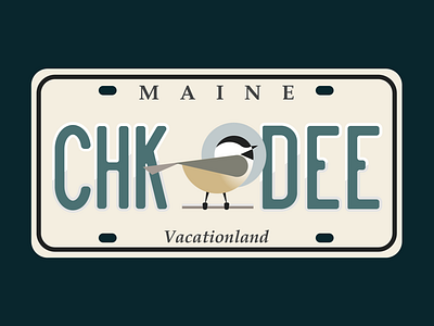 Maine License Plate Warm up birds chickadee design illustration license plate maine vector weeklywarmup