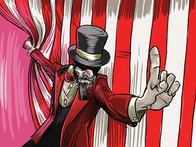 1 Dribbble Invite circus creepy dribbble invite illustration invite procreate top hat