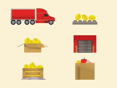 Supply Line Icons box design food grocery icon icon design illustraion lemon supply supply chain