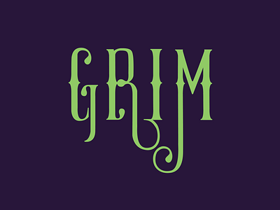GRIM Toys logo branding design ghost glowinthedark gothic halloween logo ornamental typeography