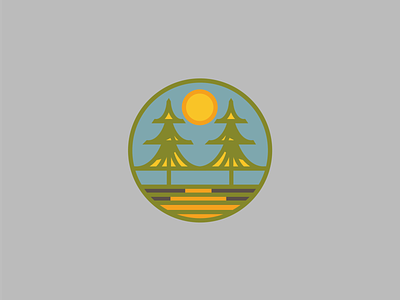 Tree icon badge branding design illustration monoline pinetree simple logo sun tree