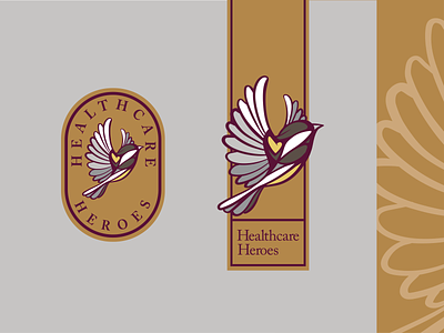 Healthcare Heroes unused logo badge banner bird brand branding chickadee design healthcare heart hero illustration
