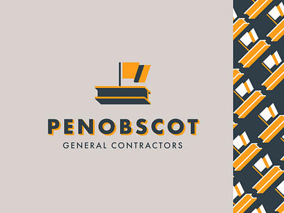 Peboscot Concept branding construction flag ibeam icon illustration isometric pattern simple