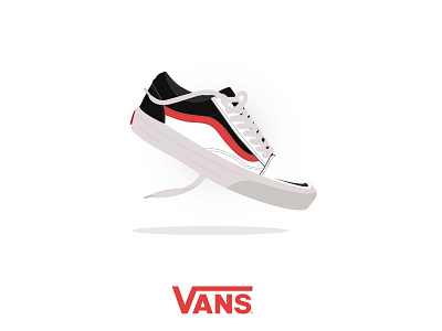 Vans black design flat illustration illustrator laces red shadows shoes style vans white