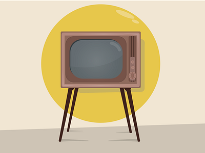 TV! art black brown circle design flat illustration illustrator retro shadows tv vintage yellow