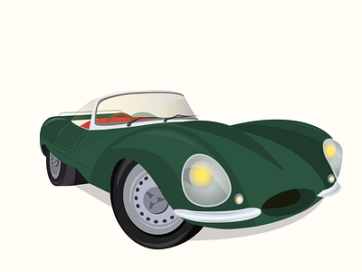 Retro car art car design flat green illustration illustrator lights retro shadows vintage wheels
