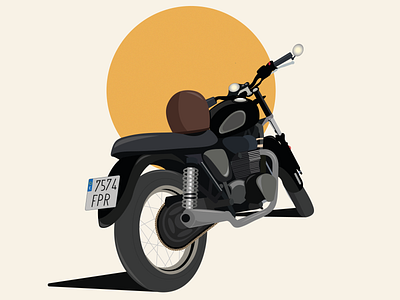 Ride baby, ride! 🛵🚦 art black design flat illustration illustrator moto ride shadows sun vintage wheels yellow