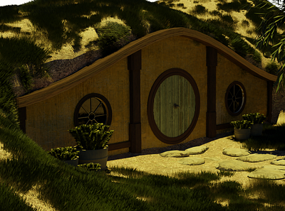 Hobbit house 3d art 3d artist 3d illustration 3d modeling blender blender3d design hobbit illustration