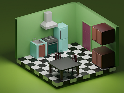 Low poly kitchen