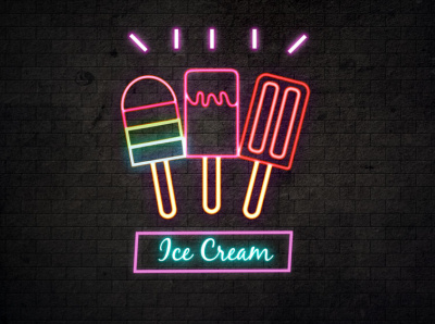 Ice Cream design illustration logo typography vector