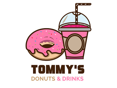 Donuts & Drinks branding design identity illustration logo vector