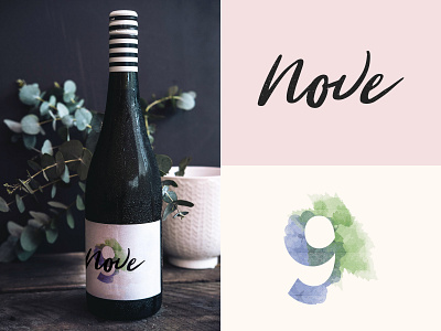 Nove brand branding identity illustration logo script typogaphy watercolor wine