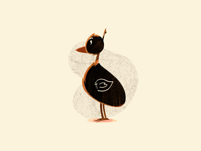 Little Black Bird bird character friendly grit illustration procreate texture