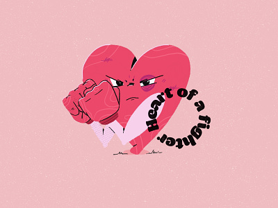 Heart of a fighter boxer character design fighter heart illustration procreate texture