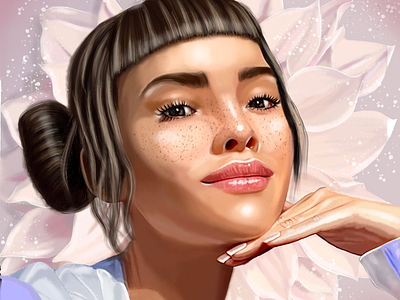 Lil Miquela beauty digital art flower girl illustration portrait portrait illustration realistic art realistic portrait