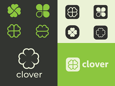 Clover Logo app clover design flat flora green icon illustration illustrator lite logo logotype minimal nature vector