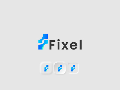 Modern F Letter Fixel Logo Concept.