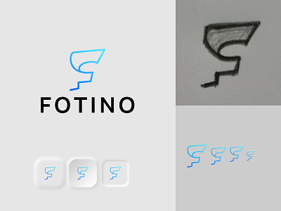 Modern F Letter Fotino Logo Concept. app icon brand branding creative design ecommerce f letter logo identity illustration letter logo logo logo design minimal modern print tech technology typography ui vector