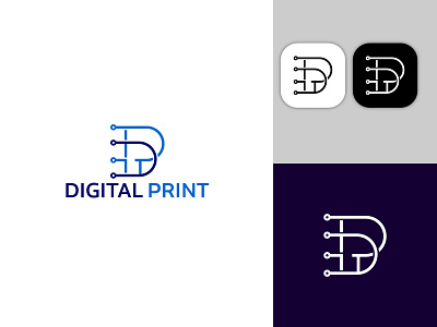 Modern PD Letter Digital Print Tech Logo Concept.