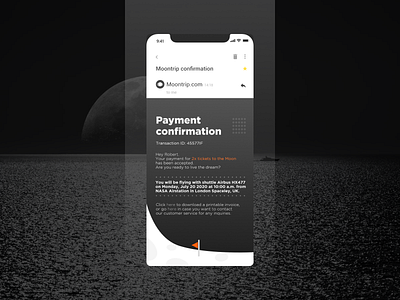 #54 Daily Ui / Confirmation Hint app confirmation hint daily ui 54 dailyui dailyui 054 dailyuichallenge email email confirmation email design email receipt moontrip payment confirmation trip ui ux