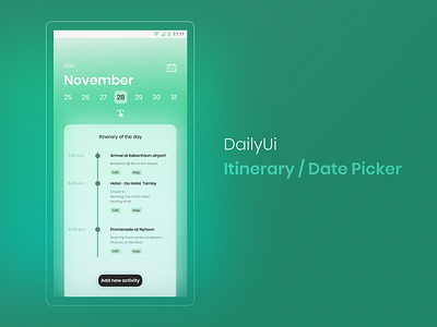 #79, #80 Daily Ui / Itinerary / Date Picker app app design calendar calendar ui daily ui daily ui 079 daily ui 080 daily ui 80 dailyui dailyui79 dailyuichallenge date picker itinerary ui ux