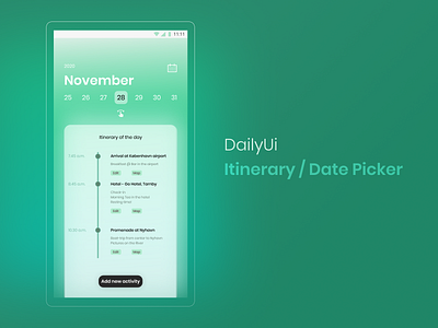 #79, #80 Daily Ui / Itinerary / Date Picker